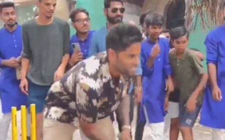 गली क्रिकेट में सूर्यकुमार यादव ने मारा 'सुपला शॉट'