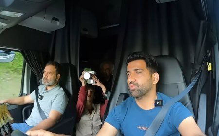 भारत के बाद अब राहुल गांधी ने US में की ट्रक की सवारी