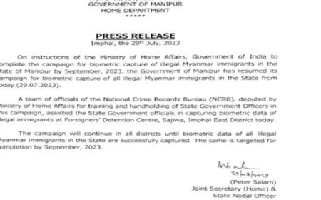म्यांमार से मणिपुर आए लोगों का बायोमीट्रिक डेटा लेना शुरू, अवैध नागरिकों की पहचान होगी